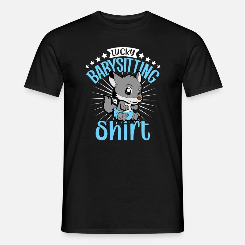 Lucky Babysitting - Männer T-Shirt - Schwarz