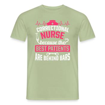 Justizvollzugsschwester Krankenpflege - Männer T-Shirt - Sage - Vorne - AI Model Male 178 light (178cm)