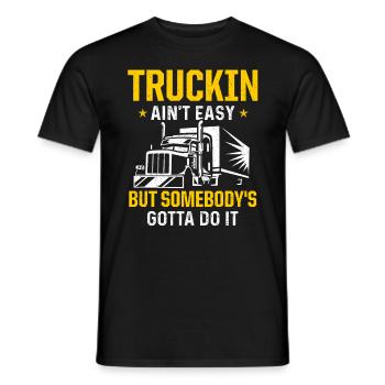 Truck Driver Trucker Driving - Men's T-Shirt - black - Front - AI Model Male 178 light (178cm)