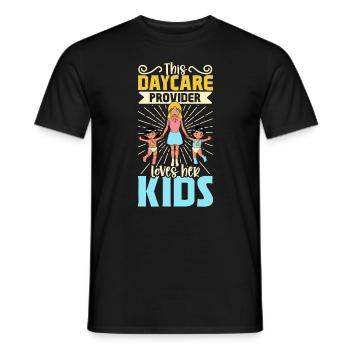 Children in day care - childminder - Men's T-Shirt - black - Front - AI Model Male 178 light (178cm)