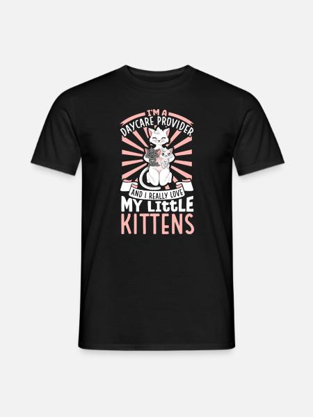 I really love my little kittens - Tagesmutter - Männer T-Shirt - Schwarz