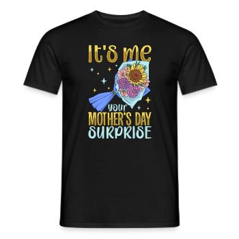 With flowers - surprise for Mother's Day - Men's T-Shirt - black - Front - AI Model Male 178 light (178cm)