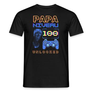 PAPA niveau 100 - T-shirt homme - noir - Devant - AI Model Male 178 light (178cm)