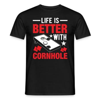 Cornhole Das leben ist besser - Männer T-Shirt - Schwarz - Vorne - AI Model Male 178 light (178cm)