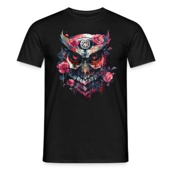 Owl Night Bird Bird Animal Gift Art - Men's T-Shirt - black - Front - AI Model Male 178 light (178cm)