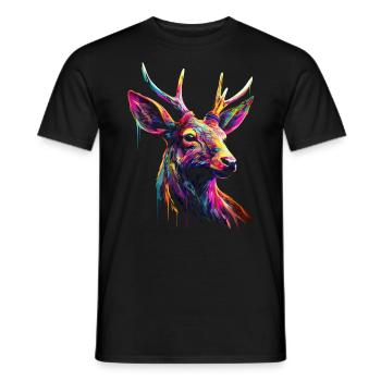 Deer Deer Forest Art Animal Gift Animal Motif - T-shirt homme - noir - Devant - AI Model Male 178 light (178cm)