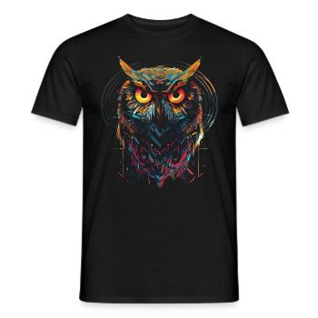 Owl Night Bird Bird Animal Gift Art - Men's T-Shirt - black - Front - AI Model Male 178 light (178cm)