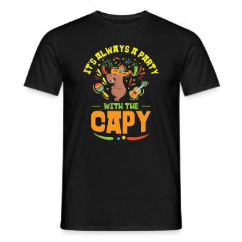 Capybara Mariachi Cinco de Mayo Fiesta - Männer T-Shirt - Schwarz - Vorne - AI Model Male 178 light (178cm)