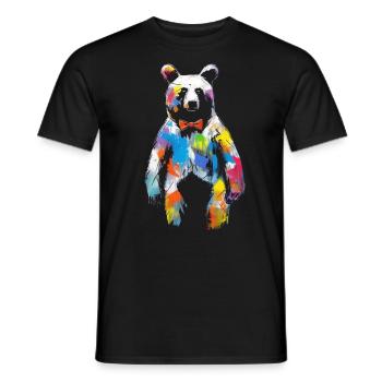 Bear Artwork Animal Bear Gift Animal Motif Art - Men's T-Shirt - black - Front - AI Model Male 178 light (178cm)