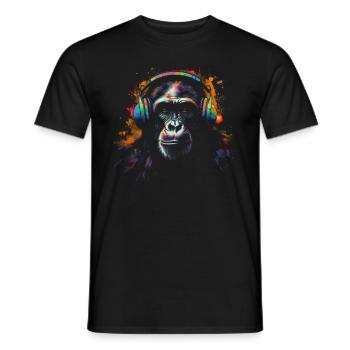 Monkey Music Colorful Gift Animal Motif Animal Art - Men's T-Shirt - black - Front - AI Model Male 178 light (178cm)
