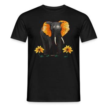 Elefant Tier Geschenk Afrika Kunst Blumen - Männer T-Shirt - Schwarz - Vorne - AI Model Male 178 light (178cm)