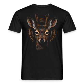 Deer Deer Forest Art Animal Gift Animal Motif - T-shirt homme - noir - Devant - AI Model Male 178 light (178cm)