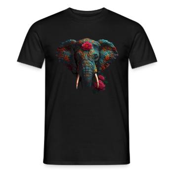 Éléphant Animal Gift Africa Art Fleurs Rose - T-shirt homme - noir - Devant - AI Model Male 178 light (178cm)