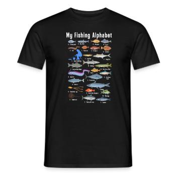 My Fishing Alphabet Fisherman Angling Fish - Men's T-Shirt - black - Front - AI Model Male 178 light (178cm)