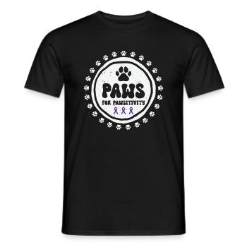 Sensibilisation à la maladie d’Alzheimer Pet Purple Ribbon Pattes - T-shirt homme - noir - Devant - AI Model Male 178 light (178cm)
