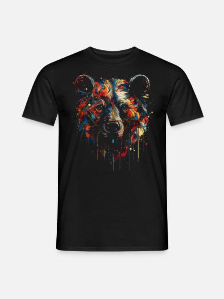 Ours Art coloré Amoureux des animaux Cadeau Forêt animale - T-shirt homme - noir