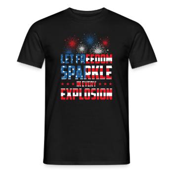 USA Independence Patriotic American Flag Fireworks - Men's T-Shirt - black - Front - AI Model Male 178 light (178cm)