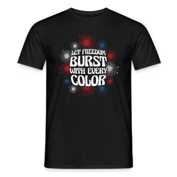 USA Independence Patriotic American Flag Fireworks - Men's T-Shirt - black - Front - AI Model Male 178 light (178cm)