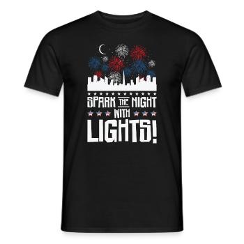 USA Independence Patriotic American Flag Fireworks - Men's T-Shirt - black - Front - AI Model Male 178 light (178cm)
