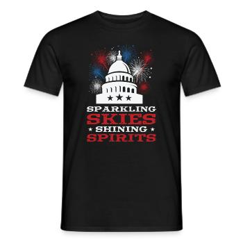USA Independence Patriotic American Flag Fireworks - Men's T-Shirt - black - Front - AI Model Male 178 light (178cm)