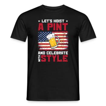USA Independence Beer Drinking Freedom - Men's T-Shirt - black - Front - AI Model Male 178 light (178cm)