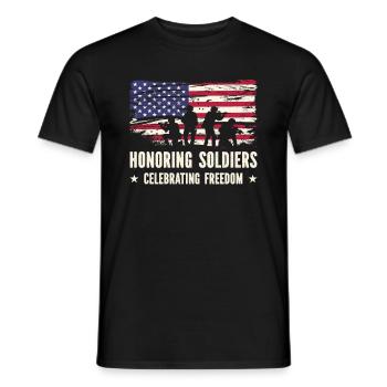 USA Independence Military Heroes Soldier Freedom - Men's T-Shirt - black - Front - AI Model Male 178 light (178cm)
