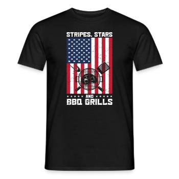 Barbecue de l’indépendance des États-Unis Drapeau américain - T-shirt homme - noir - Devant - AI Model Male 178 light (178cm)