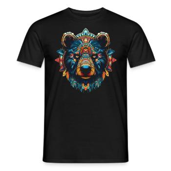 Bear Mandala Artwork Gift Animal Art Forest - Men's T-Shirt - black - Front - AI Model Male 178 light (178cm)
