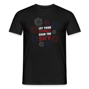USA Independence Patriotic American Flag Fireworks - Men's T-Shirt - black - Front - AI Model Male 178 light (178cm)