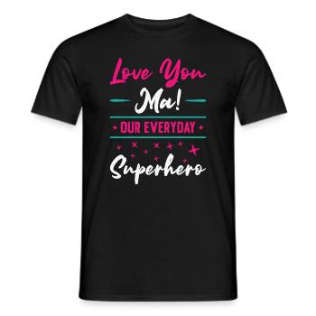 Mothers Day Super Mom Superhero Grandma Heroine - Men's T-Shirt - black - Front - AI Model Male 178 light (178cm)