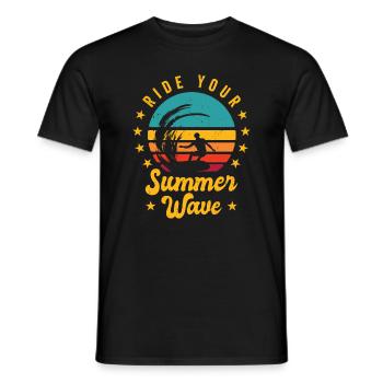 Surf Tropical Surfen Sommer Surfbrett Sport - Männer T-Shirt - Schwarz - Vorne - AI Model Male 178 light (178cm)