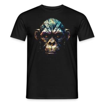 Affe Polygon Kunst Primat Dschungel Tier Geschenk - Männer T-Shirt - Schwarz - Vorne - AI Model Male 178 light (178cm)