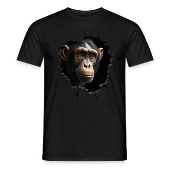 Monkey Wall Hole Gift Man Animal Animal Motif - Men's T-Shirt - black - Front - AI Model Male 178 light (178cm)