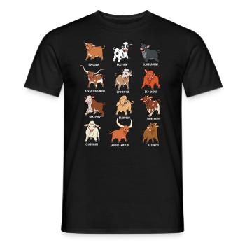 Verschiedene Kawaii Kühe - Männer T-Shirt - Schwarz - Vorne - AI Model Male 178 light (178cm)