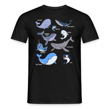 Various kawaii whales - Men's T-Shirt - black - Front - AI Model Male 178 light (178cm)