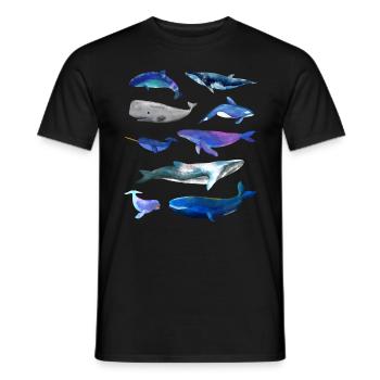 Whale Watercolor Drawings - Whales - Men's T-Shirt - black - Front - AI Model Male 178 light (178cm)