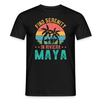 Serenity in Riviera Maya Mexico Beach - Men's T-Shirt - black - Front - AI Model Male 178 light (178cm)