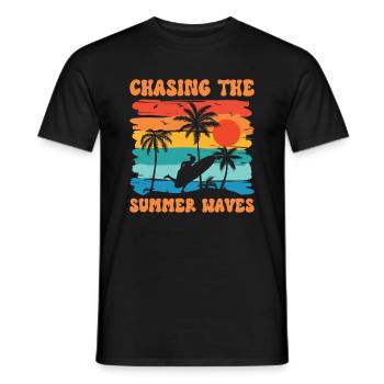 Surf Tropical Surfen Sommer Surfbrett Sport - Männer T-Shirt - Schwarz - Vorne - AI Model Male 178 light (178cm)