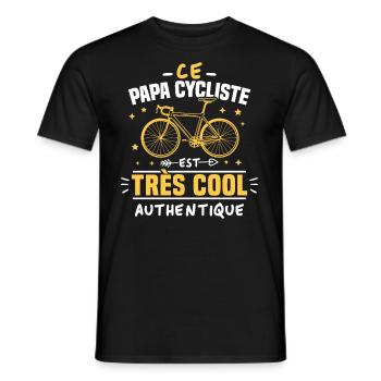 Ce papa cycliste est cool et authentique - T-shirt homme - noir - Devant - AI Model Male 178 light (178cm)
