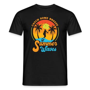 Frisbee Tropical Summer Vacation Flying Disc Sport - Men's T-Shirt - black - Front - AI Model Male 178 light (178cm)