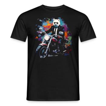 Bear Motorcycle Polar Bear Cool Animal Colorful Sunglasses - Men's T-Shirt - black - Front - AI Model Male 178 light (178cm)