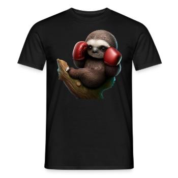Boxendes Faultier auf Baum - Männer T-Shirt - Schwarz - Vorne - AI Model Male 178 light (178cm)