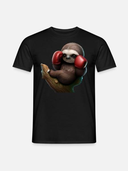Boxing sloth on tree - Men's T-Shirt - black