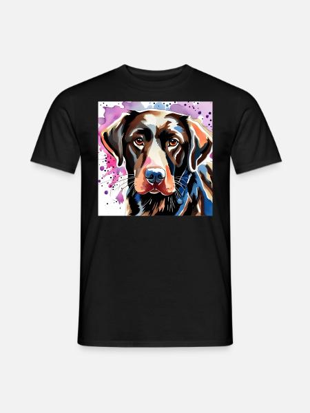 Labrador Acquerello Ritratto - T-shirt uomo - nero