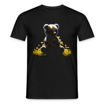 Bear Cute Flower Art Gift Animal Motif - Men's T-Shirt - black - Front - AI Model Male 178 light (178cm)
