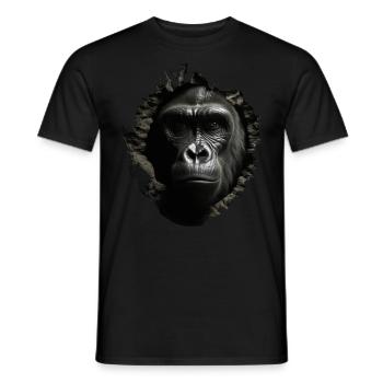 Monkey Wall Hole Gift Man Animal Gorilla - Men's T-Shirt - black - Front - AI Model Male 178 light (178cm)