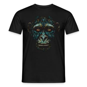 Monkey Art Mandala Gift Idea Animal Animal Motif - Men's T-Shirt - black - Front - AI Model Male 178 light (178cm)