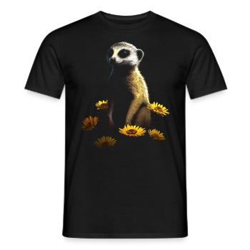Suricate Cadeau Animal Fleurs Art Animal Motif - T-shirt homme - noir - Devant - AI Model Male 178 light (178cm)
