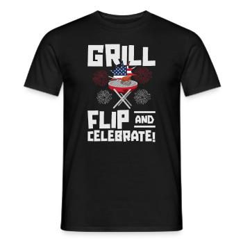 Barbecue de l’indépendance des États-Unis Drapeau américain - T-shirt homme - noir - Devant - AI Model Male 178 light (178cm)