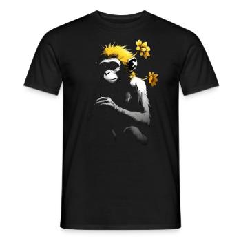 Monkey Flower Primate Chimpanzee Animal Lover Anime - Men's T-Shirt - black - Front - AI Model Male 178 light (178cm)